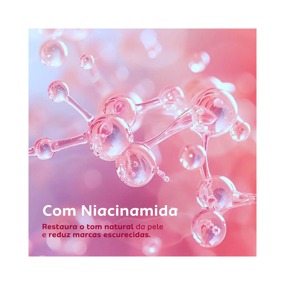 Imagem conceitual com moléculas representando Niacinamida para uniformização da pele